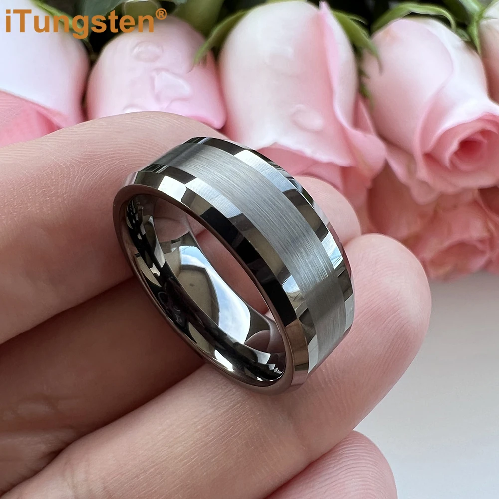 iTungsten 6mm 8mm Engagement Wedding Band Gold Plated Tungsten Finger Ring for Men Women Couple Fashion Jewelry Comfort Fit