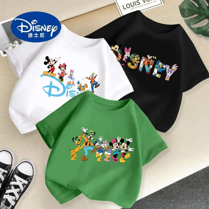 

Disney Kids Short Sleeve T-Shirt 2025 | Cartoon Print Cotton Top for Boys & Girls, Basic Casual Shirt