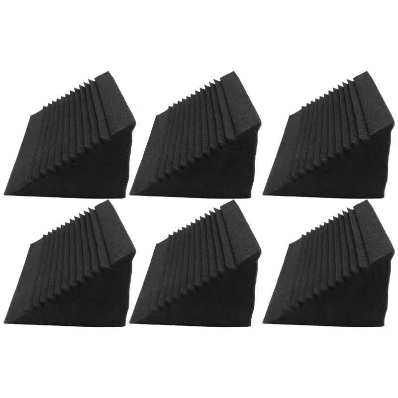 6 PCS Acoustic Foam Charcoal/Black Bass Trap Sound Absorption Studio Soundproofing Corner Wall 12 X 12 X 24 Cm-[A04I Tools]