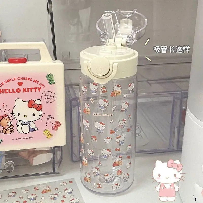 Hellokitty New Straw Plastic Cup Large Capacity Couple Student Cute Girl Student Drinking Cup Simple Portable Ins Easy Cup Gift