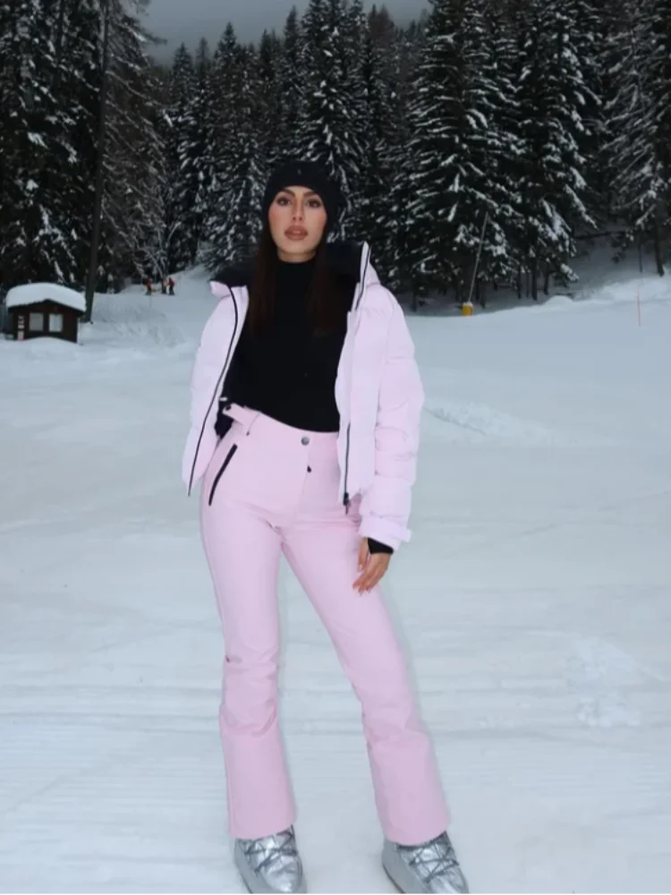 Eleganckie, ciepłe zimowe komplety narciarskie dla kobiet, wiatroodporne, wodoodporne, z kapturem, parki, ciepłe spodnie, nowa kolekcja 2026, odzież sportowa na śnieg dla kobiet.