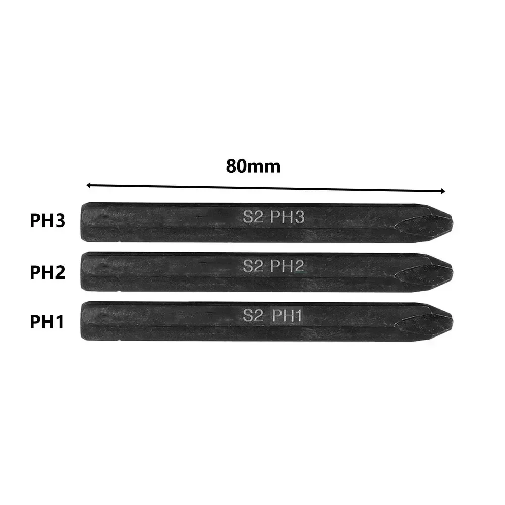 1Pc ไขควงบิต80มม.S2เหล็ก Hex Shank Impact ไฟฟ้าไขควง Bits PH1 PH2 PH3ช่างไม้งานไม้เครื่องมือ