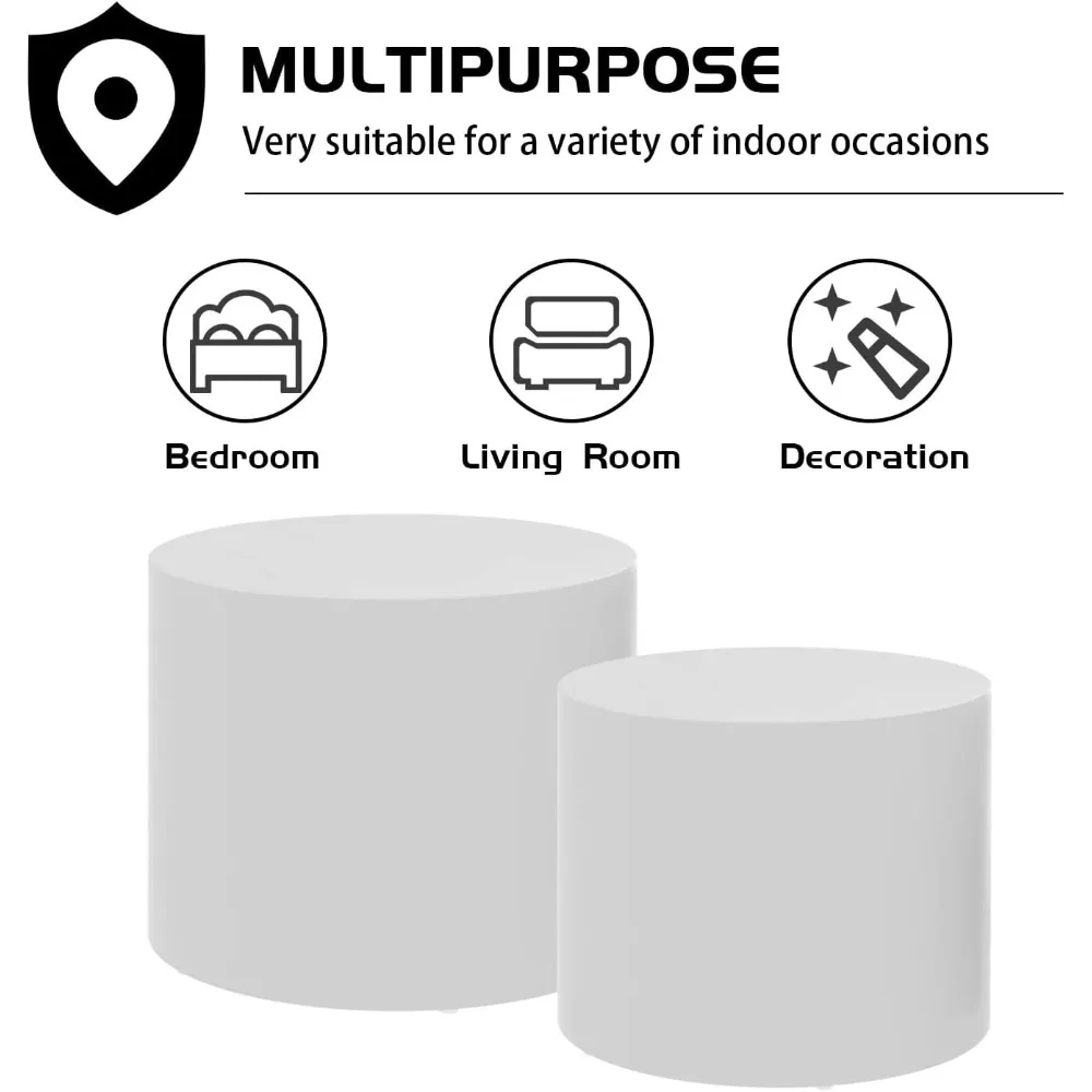 طاولات القهوة المتداخلة البيضاء الحديثة للمساحات الصغيرة: مجموعة من طاولتين جانبية خشبية لغرفة المعيشة والشقة
