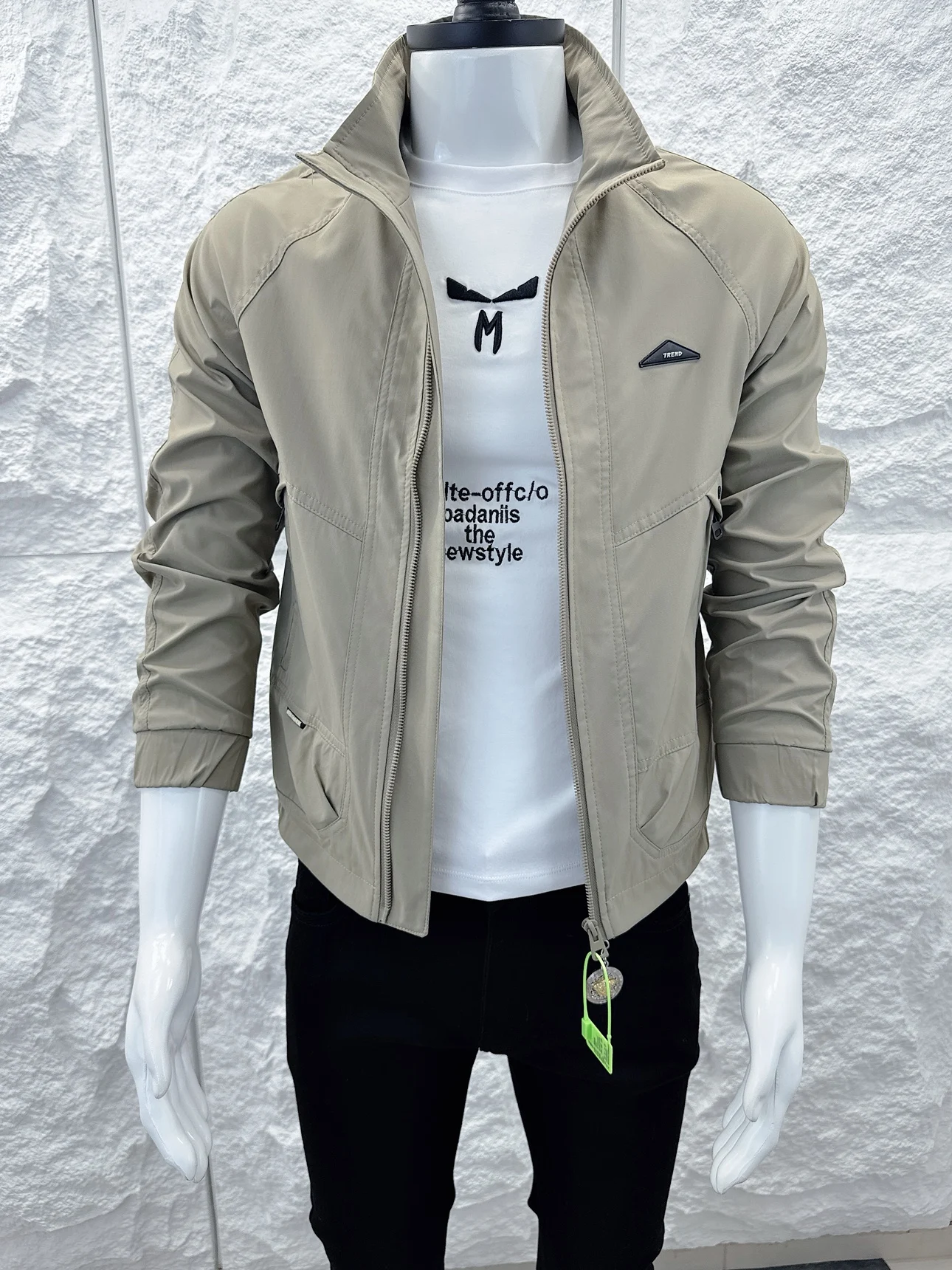 

Мужская куртка Slim Fit в корейском стиле, осенняя новинка, модный тренд, однотонная, с воротником-стойкой, верхняя одежда для молодежи, хлопковая куртка