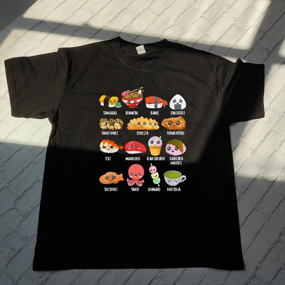 

Funny Japanese Asian Food Fan Kawaii Ramen Sushi Japan Lover Gift Unisex T-Shirt funny print round neck Tshirt Cute Graphic Tee