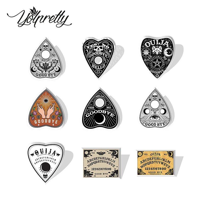 2023 Cartoon Ouija Board Yes or No Pattern Acrylic Resin Epoxy Brooches Bages Icon Jewelry Accessories