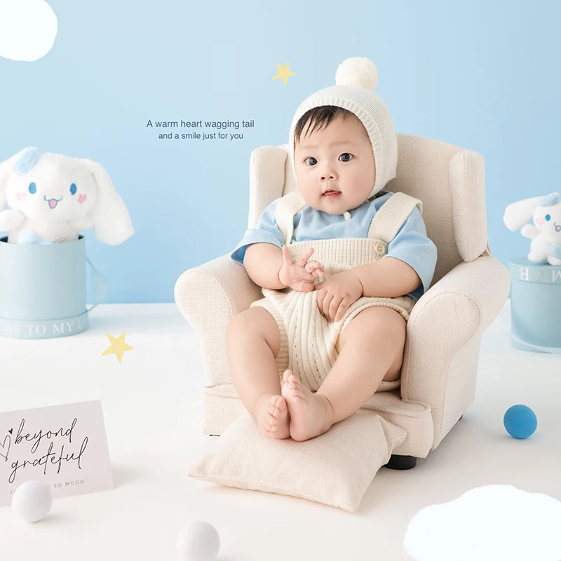 baby-photography-clothing-3-6-month-children-photo-props-cute-overalls-knitted-hat-outfit-studio-photo-shoot-accessories