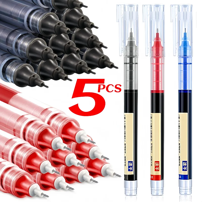 

5/1 шт., гелевые ручки иглы, прямая жидкая гелевая ручка, шариковая ручка, канцелярские принадлежности, школьные канцелярские принадлежности, цветные чернила, тонкое наконечник