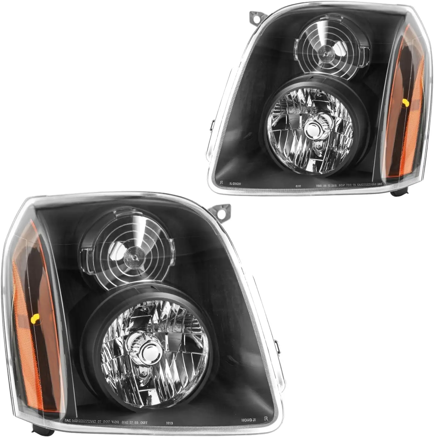 

Фара в сборе, черный корпус, совместимый с GMC Yukon/Yukon XL 1500/2500 2007-2014 гг. (ксемь Denali), янтарный отражатель, Cle