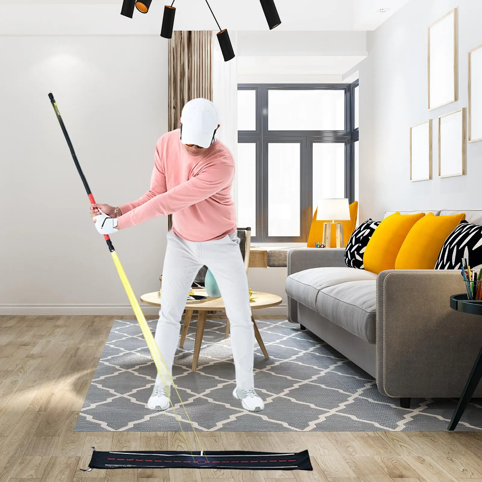 

Тренажер для гольфа с сумкой для хранения, тренировочная клюшка, обратная связь для свинга, аксессуары для гольфа для начинающих