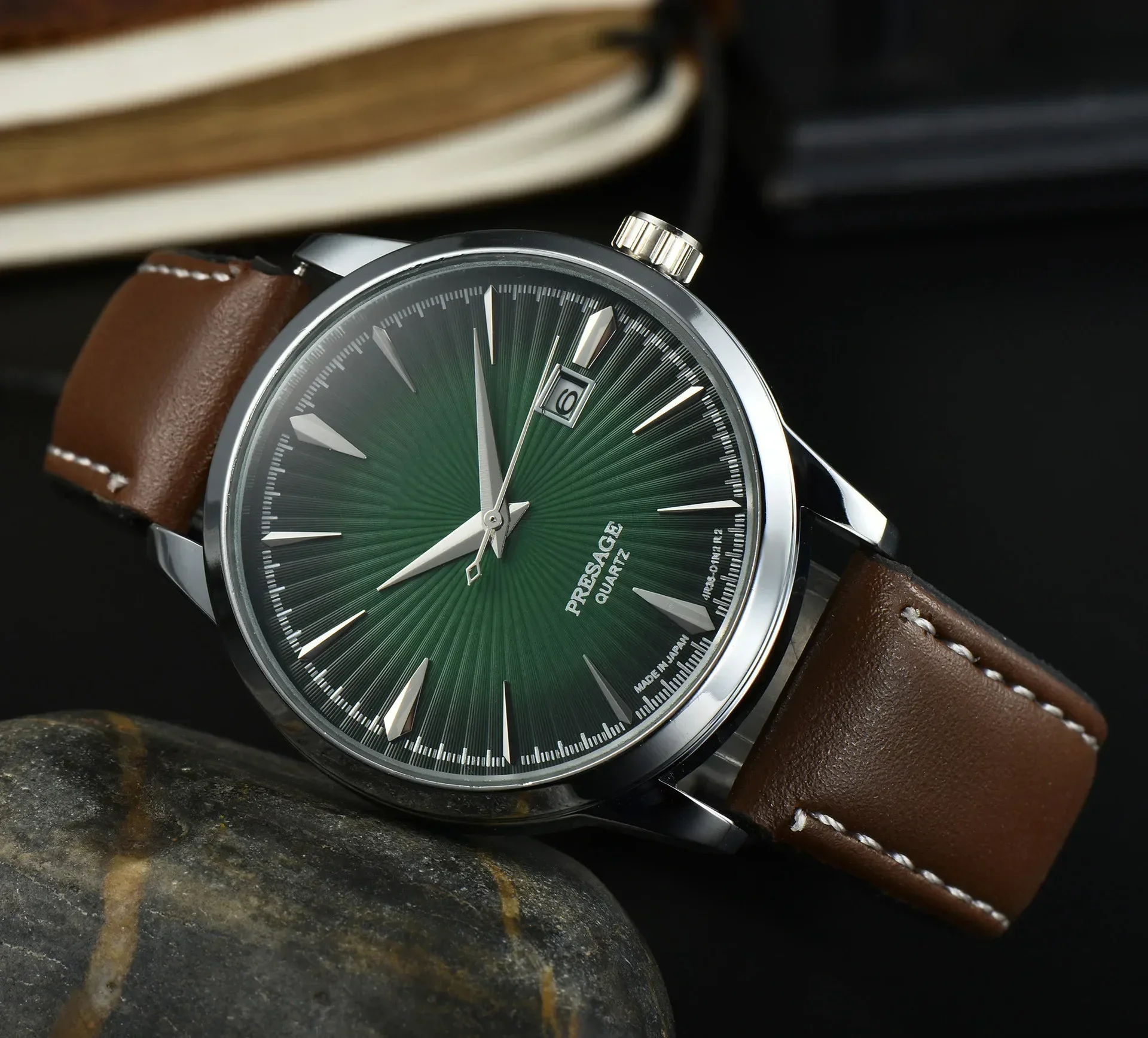 2025 New Luxury Cocktail Collection Men's Quartz Watch, Stainless Steel, Date Display, Business Casual Style, Waterproof 50M