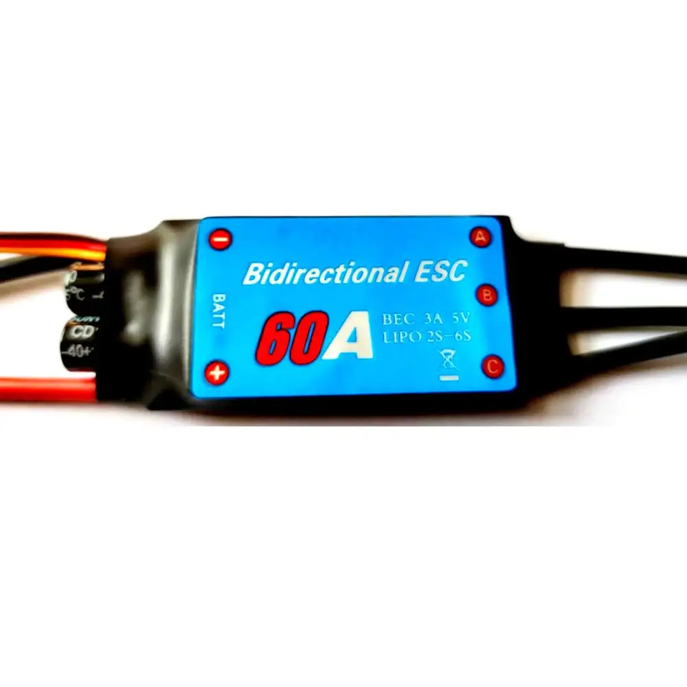 Bidirectional Brushless ESC for Remote Control Ship, Pneumatic Underwater Propeller, 60A