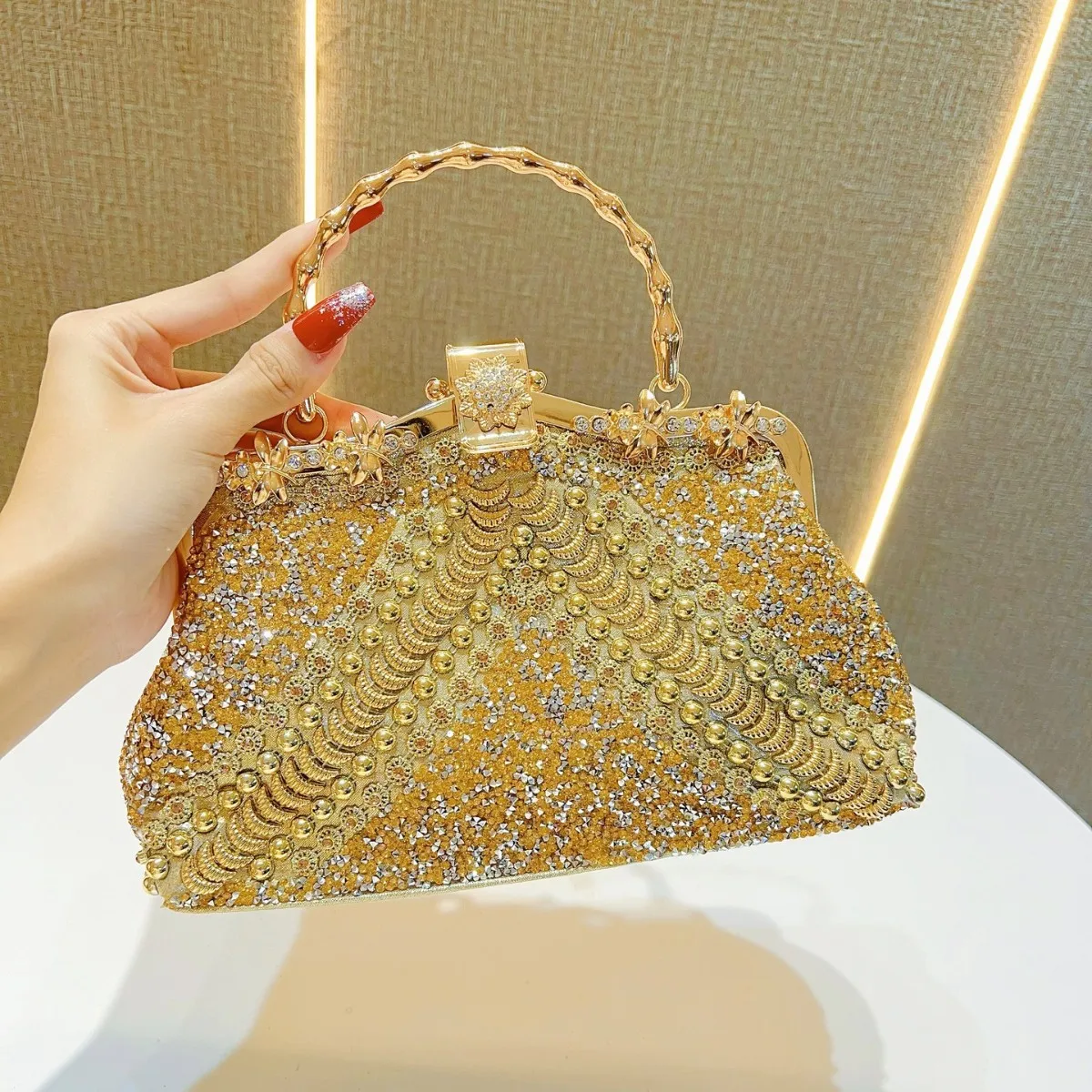 New Women's Diamond-studded Handbag, Women's Rhinestone Party Bag, Handbag for Carrying Around and Crossbody Bag Y6-724-1