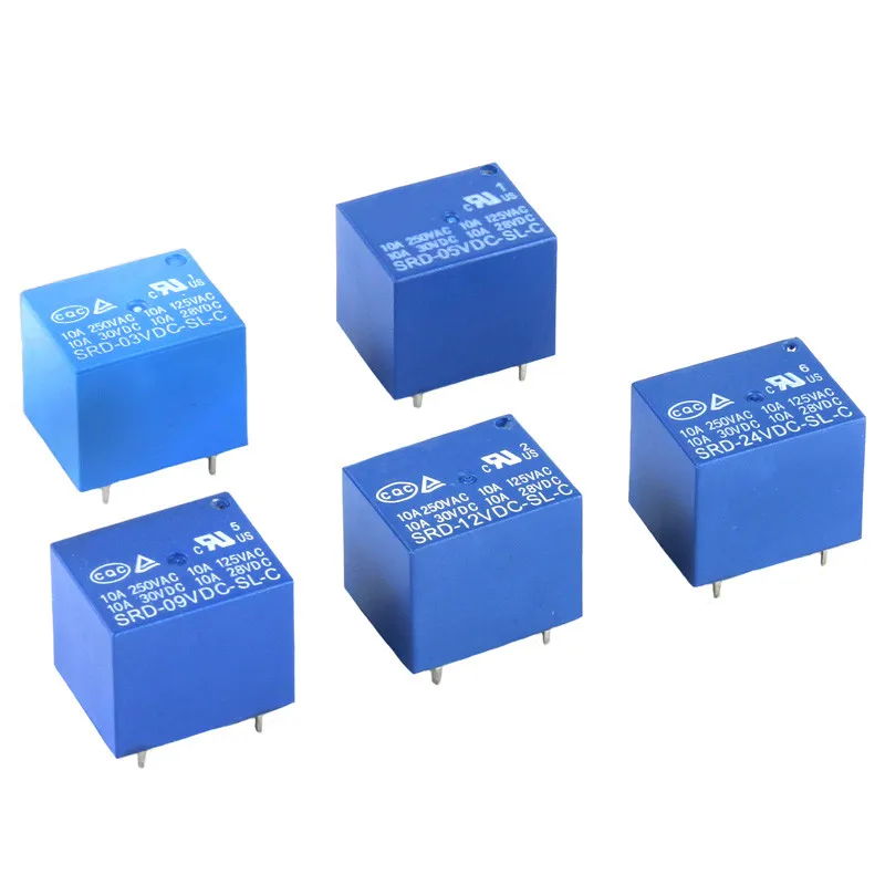 5pcs Relay SRD-03VDC-SL-C SRD-05VDC-SL-C SRD-24VDC-SL-C SRD-12VDC-SL-C 3V 5V 6V 9V 12V 24V 48V 10A 250VAC 5PIN Relays Relais