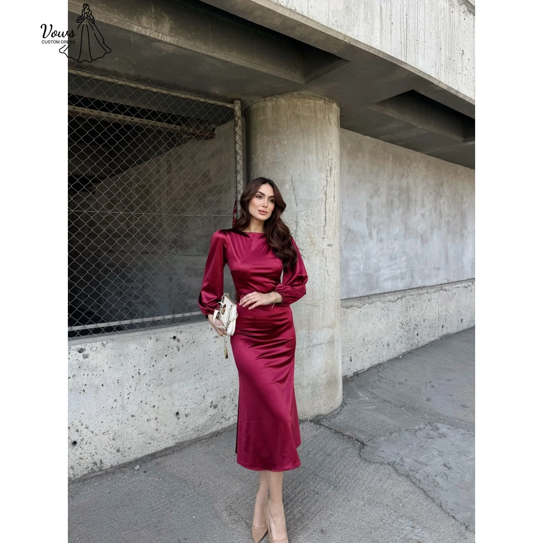 

Vows Round Collar Prom Dresses 2025 Luxury Dresses for Party Dresses Woman 2025 Custom Made Luxurious Party Dress Satin Cloth