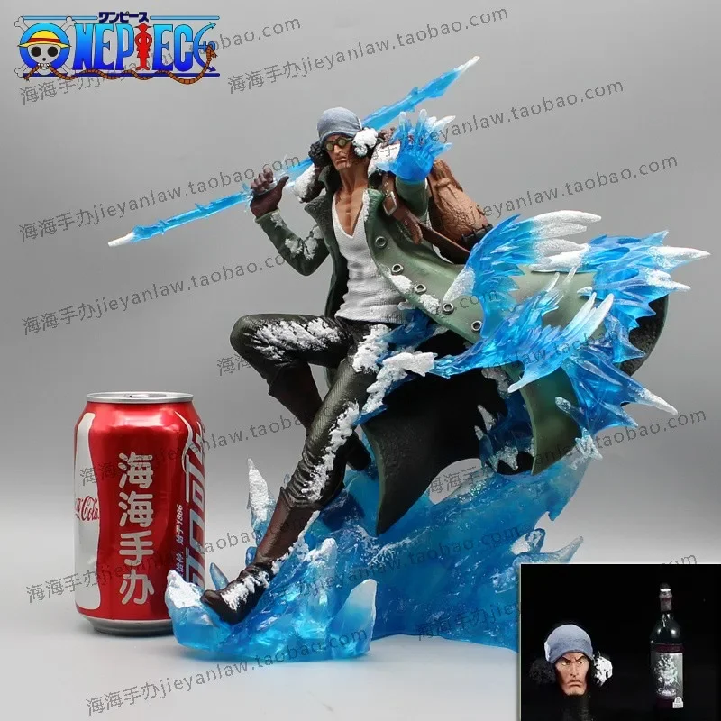 30cm Aokiji Kuzan Action Figurine One Piece Anime Figure Gk Pvc 2 Heads 2 Hands Statue Model Gif Collection