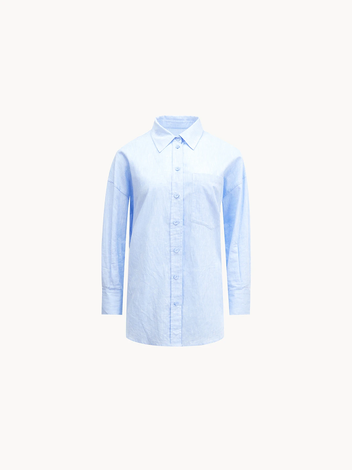 

Удобная женская повседневная рубашка с длинным рукавом и воротником из синего хлопкового твила с эффектом памяти, приятная для кожи, для поездок на работу