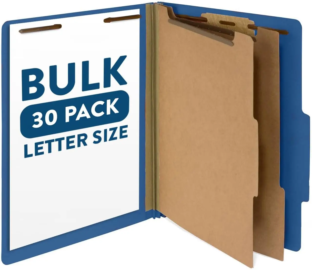 

30 Pack Letter Size Dark Blue Classification Folders with 2 Dividers, 2 Inch Tyvek Expansion, Durable 2 Prongs