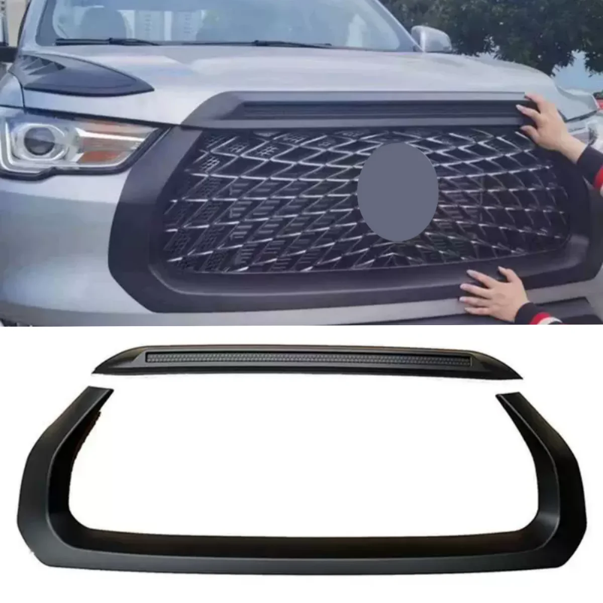 Car Front Bumper Grill Trim Radiator Frame for GMW Great Wall cannon poer commercial version 2019-2022 modified Grille Cover