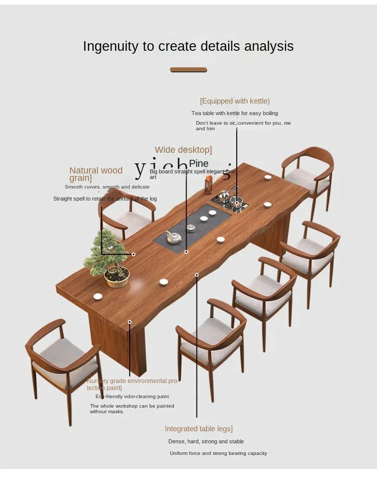 ZC log tea tray boiling water integrated wet and dry dual-purpose household coffee table office tea table chair combination