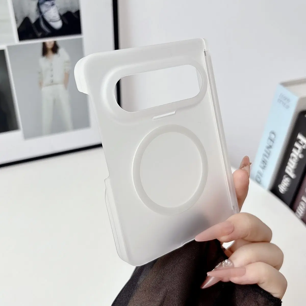 For Huawei Pura X Max Case Clear Double Axis Magnetic Full Cover Folding PC Hard Shell Built-in Magnet Shockproof Protector
