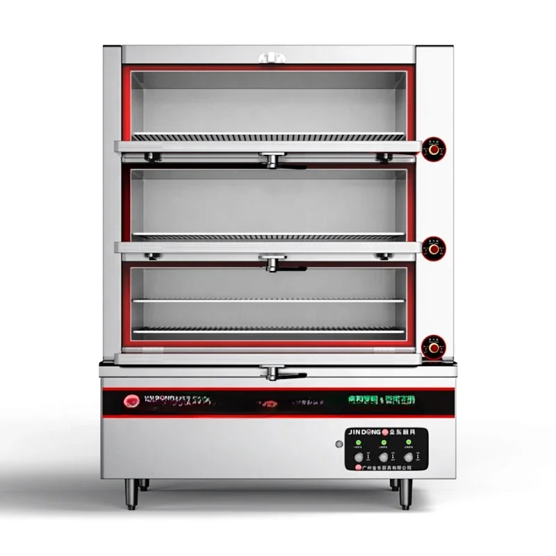 For Commercial Kitchen Three Door Seafood Steamer Chinese Style Electric Cooking Steam Cabinet