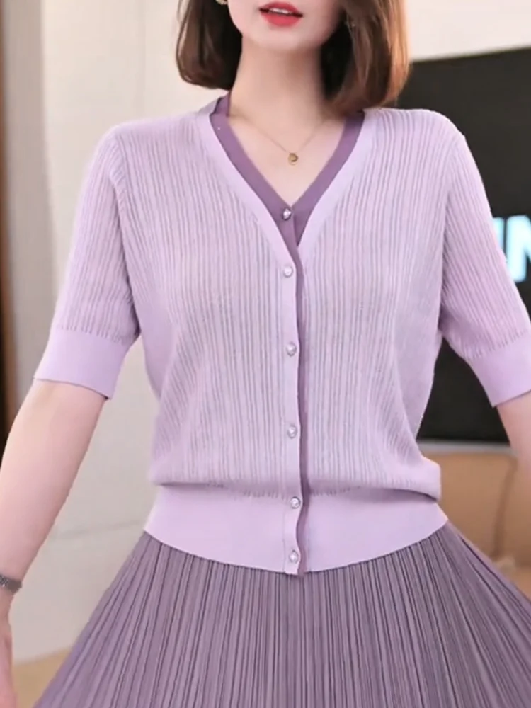 

Корейский дизайн, цветной вязаный топ, летняя новинка, модный, больших размеров, стройнящий, универсальный, женская одежда...