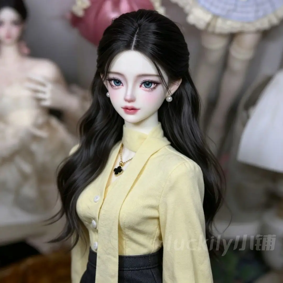 New High Temperature Silk 1/3 1/4 1/6 Sd Bjd Doll Wig Fashion Black Long Curled Hair 15.5-23Cm Bjd Doll Accessories No Doll