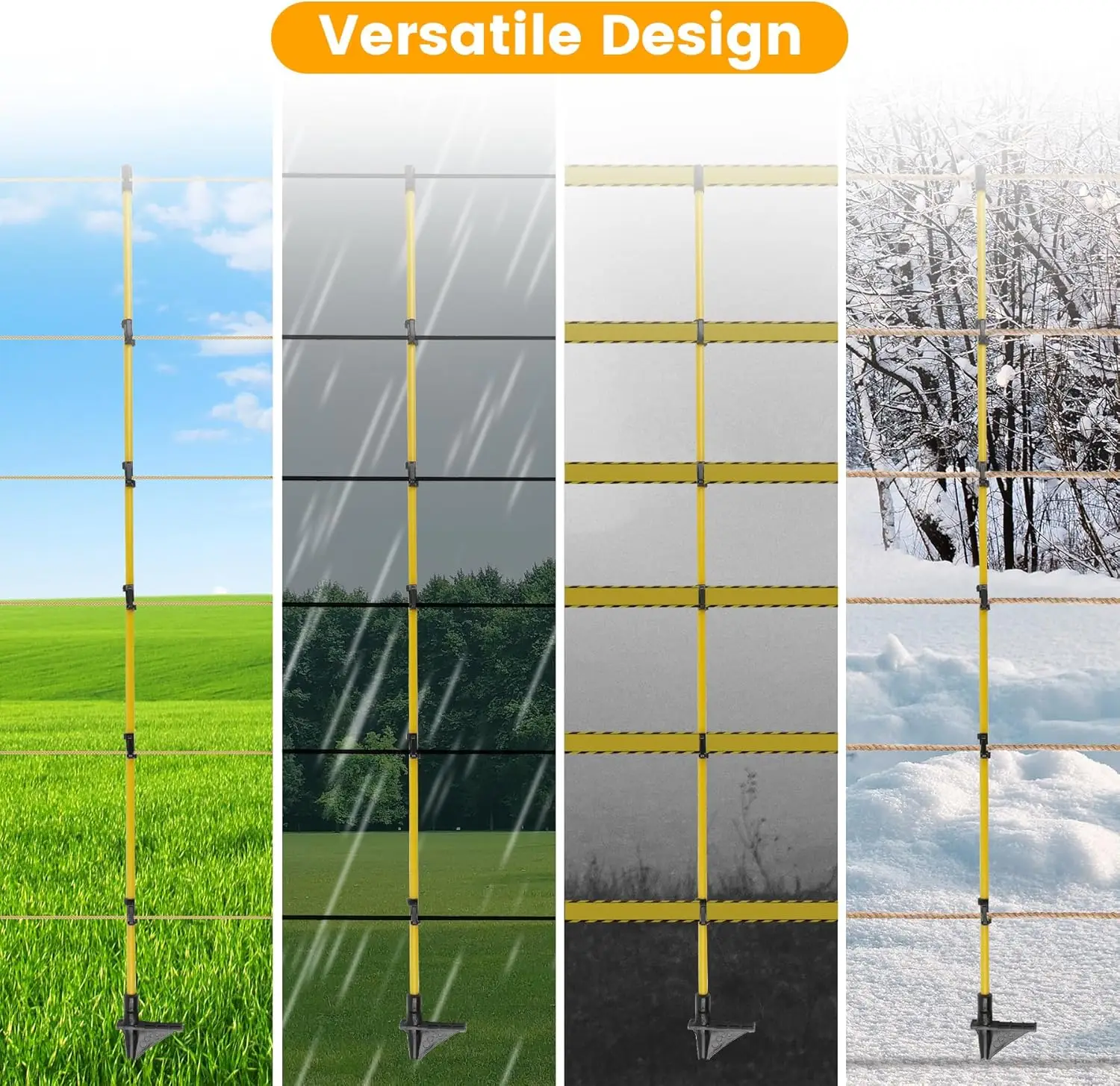 أعمدة سياج من الألياف الزجاجية قابلة للتعديل، 50 قطعة مع مسامير معدنية للاستخدام في الحديقة والحديقة