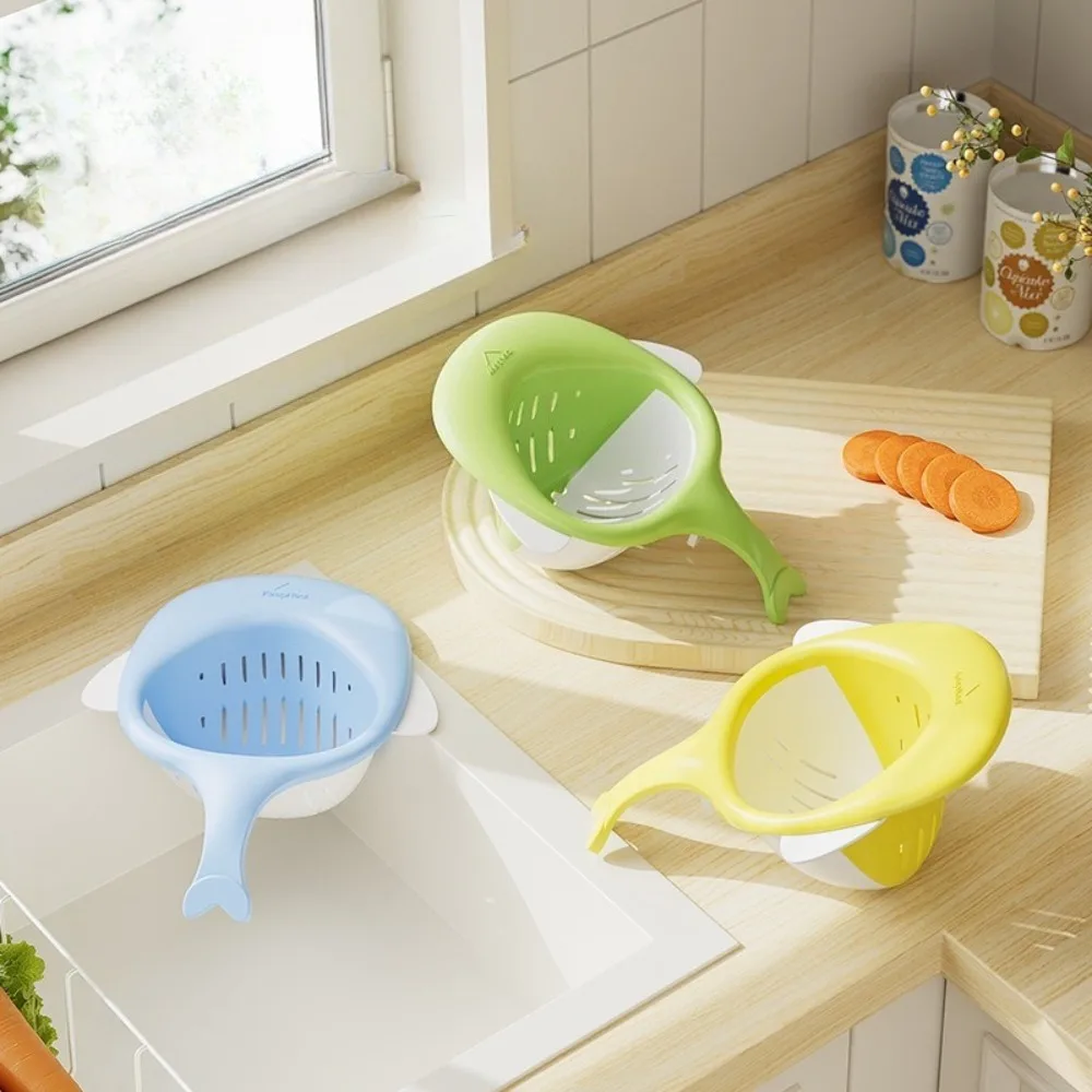 1 Piece Whale Shape Sink Strainer Basket Magnetic Kitchen Food Residue Filter Basket One‑Touch Dump Drain Basket