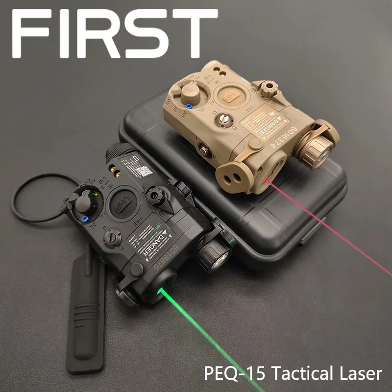 

Airsoft PEQ15 Dual Laser Indicator Red Green Dot+White LED Light+IR Fill Light Outdoor Pointer Aiming Scout Light Fit 20MM Rail