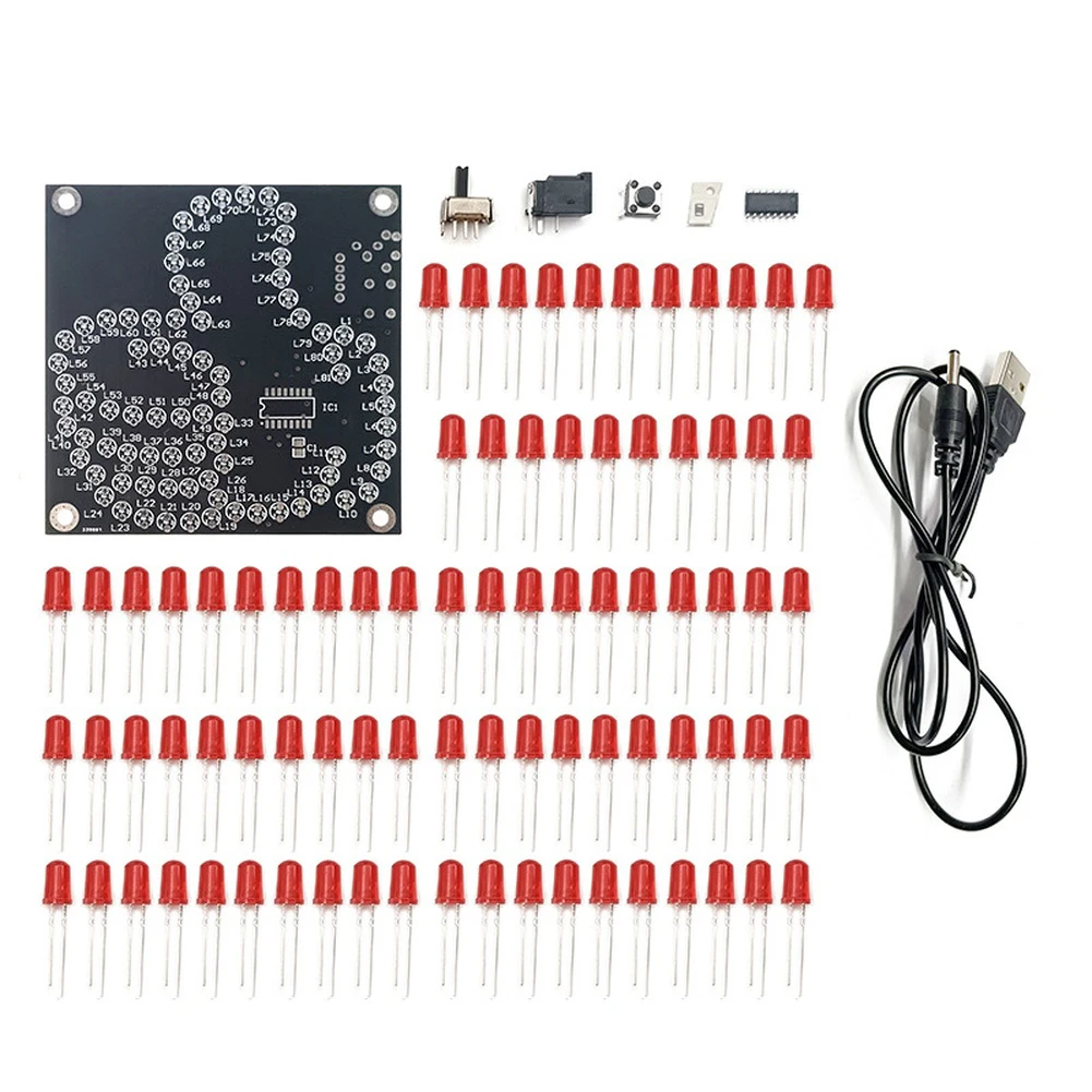 Black DIY LED Flowing Light Kit For Microcontroller Soldering Practice Circuit Board Assembly Electronic Hobbyist Project 5V