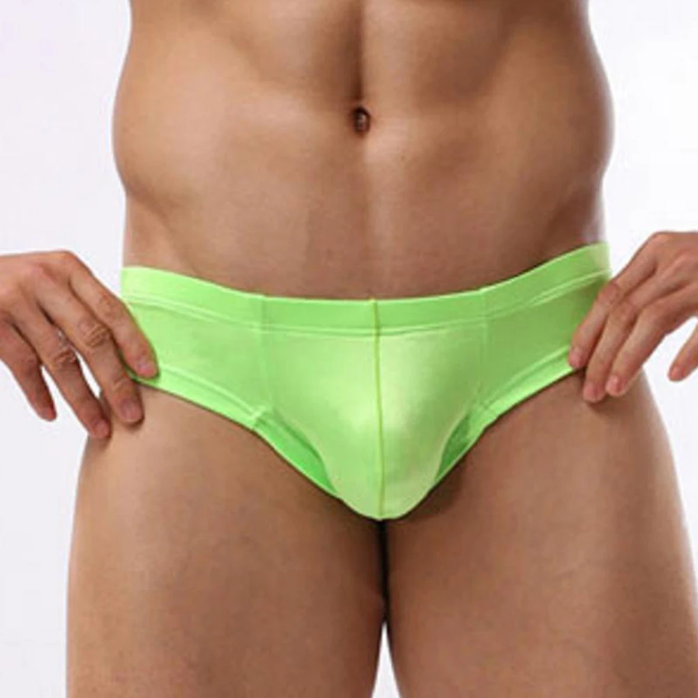 Men Underwear Sexy Briefs Pouch Solid Color Bikini Low Waist Solid Underpants Breathable Soft Sleep Lingerie Male Sexy Panties