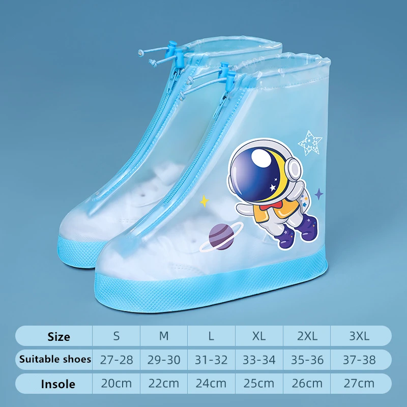 1 set Non-slip Waterproof Rain Shoe Covers Solid Rain Shoes Kids Cartoon Unicorn Galoshes Zip PVC Rain Shoes