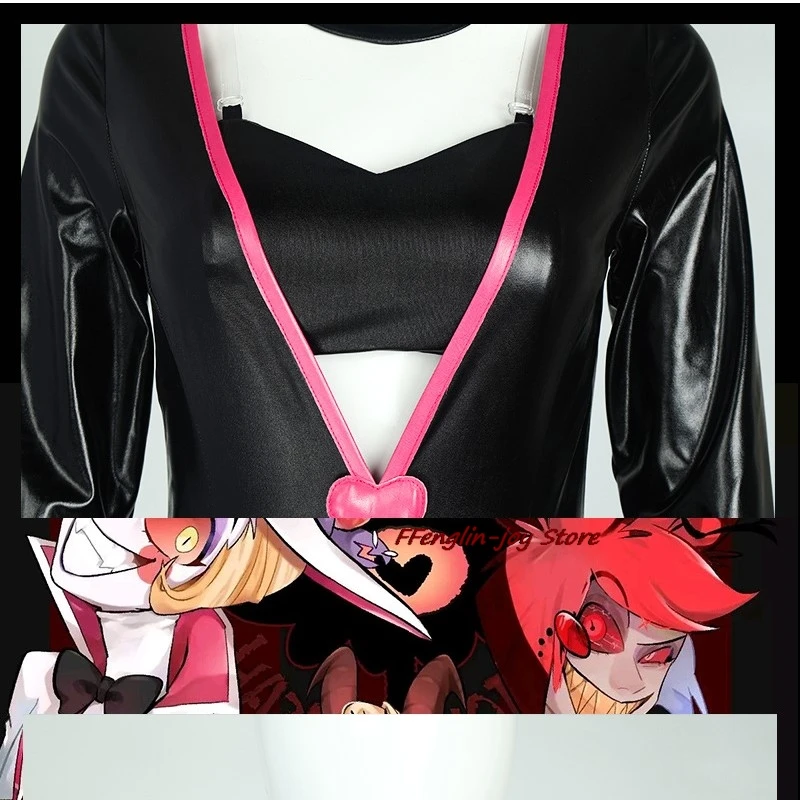 Anime Hazbin Angel Dust Hotel Cosplay Anime Dancing Costume Spider AD Suit Black Sexy Uniform Angel Unisex Jumpsuit Hall disfraz