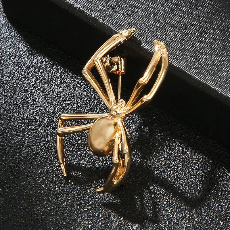 SKEDS Fashion Matte Spider Metal Brooches For Women Men Pearl Crystal Insect Badges Trendy Pins Unisex Clothing Coat Brooch