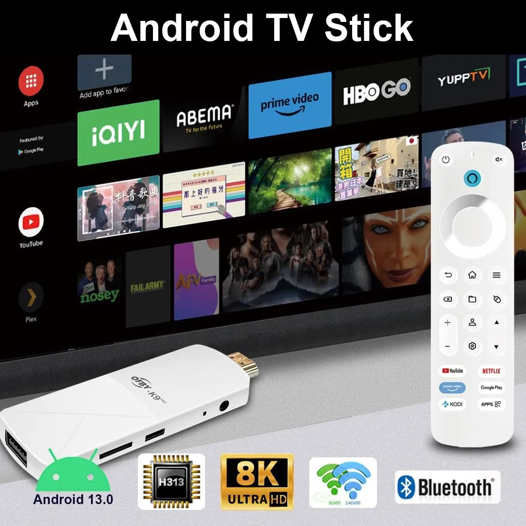 Wholesale  OFBY K9PRO Smart Tech HD TV Stick Android 13 TV Dongle Allwinner H313 4K Android TV Stick With Voice Remote Control