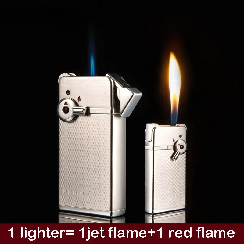 2024 New Jobon Double Flame Deformation Wheel Lighter Metal Cigar Inflatable Windproof Lighter Smoking Men Exquisite Gift