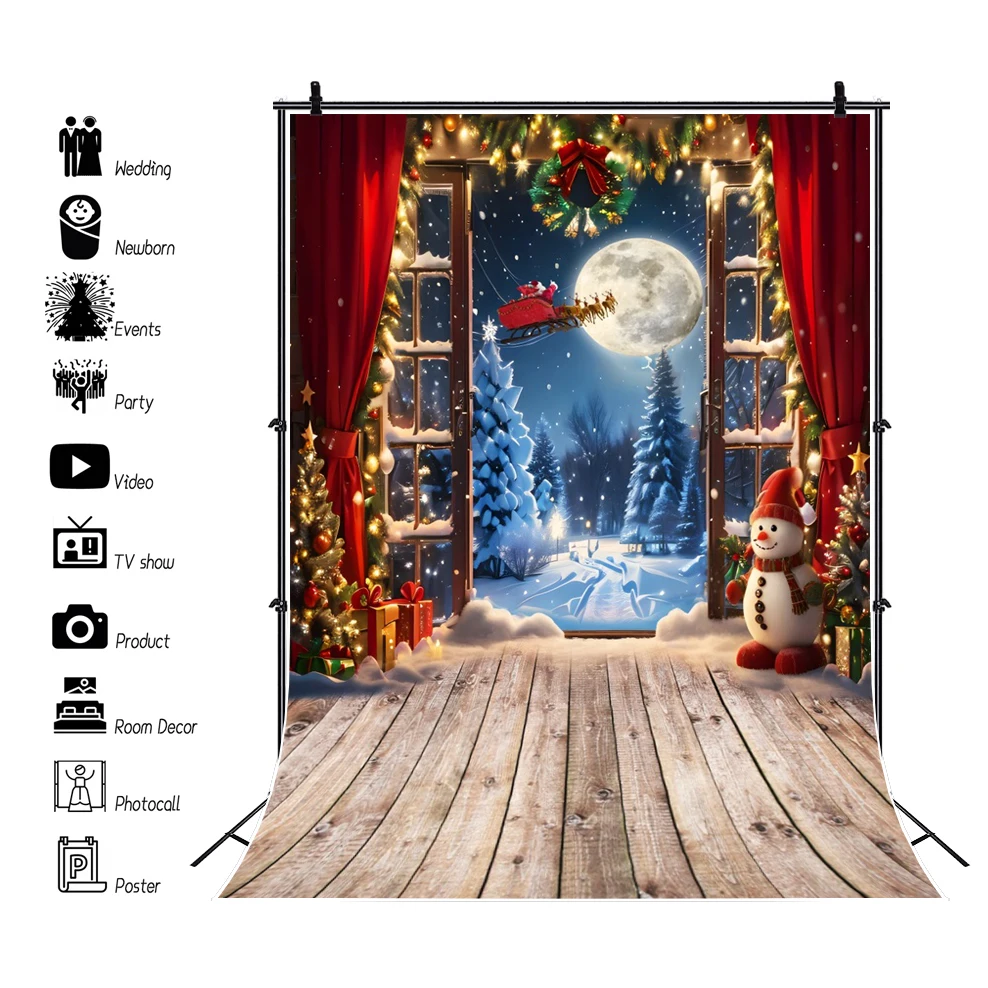 Winter Christmas Photography Background Xmas Tree Candle Fireplace Wood Floor Family Festival Party Kids Portrait Photo Backdrop