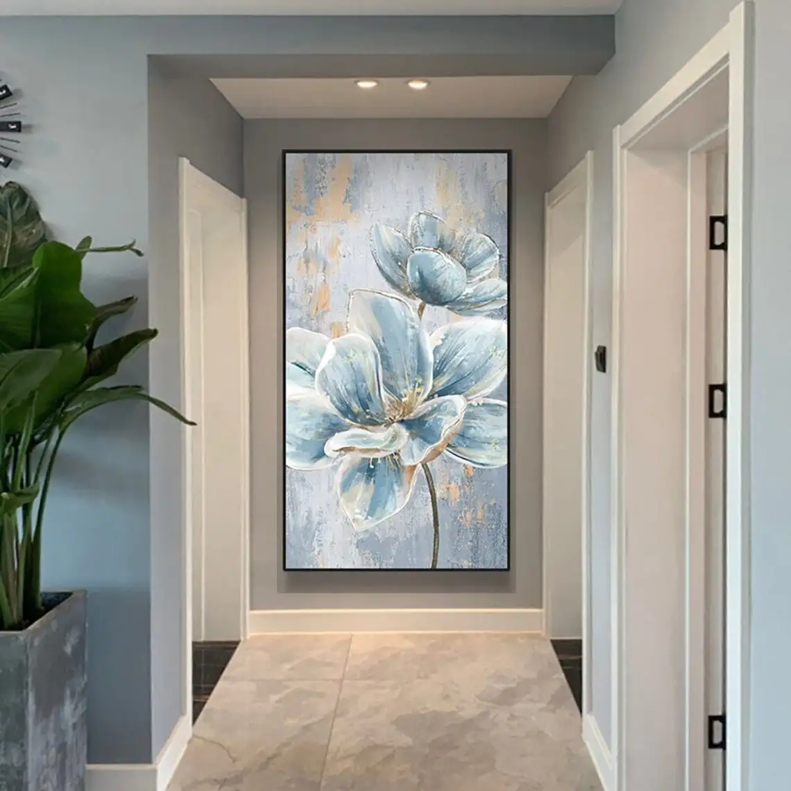 Modern Porch Decorative Painting Abstract Hand-Painted Flower Oil Painting On Canvas Thick Texture Canvas Painting Home Decor