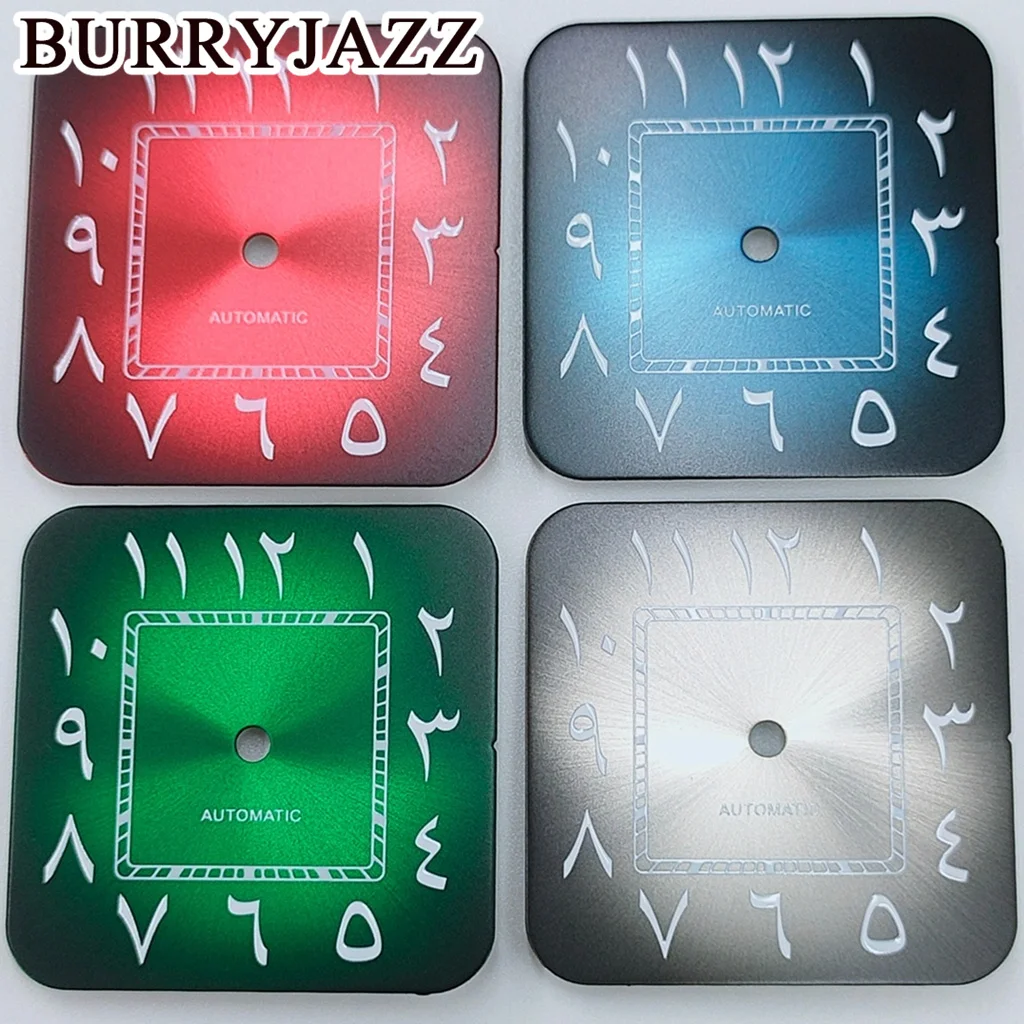 BURRYJAZZ 27mm Square Dial Modified Arabic Numeral Watch Dial For NH35 4R35 Movement Santos Watch Accessories No Luminous