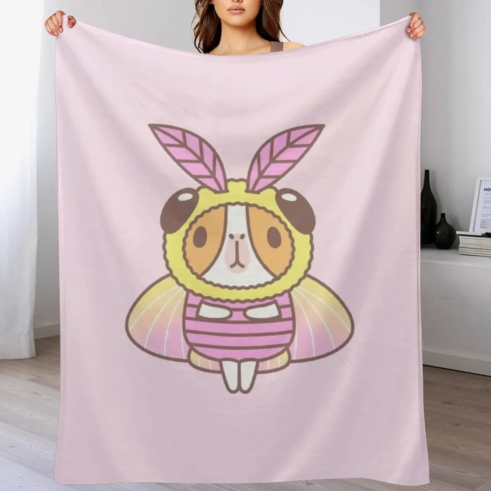 Guinea pig in Rosy Maple Moth Costume Throw Blanket Polar for babies Flannel Fabric cosplay anime Blankets