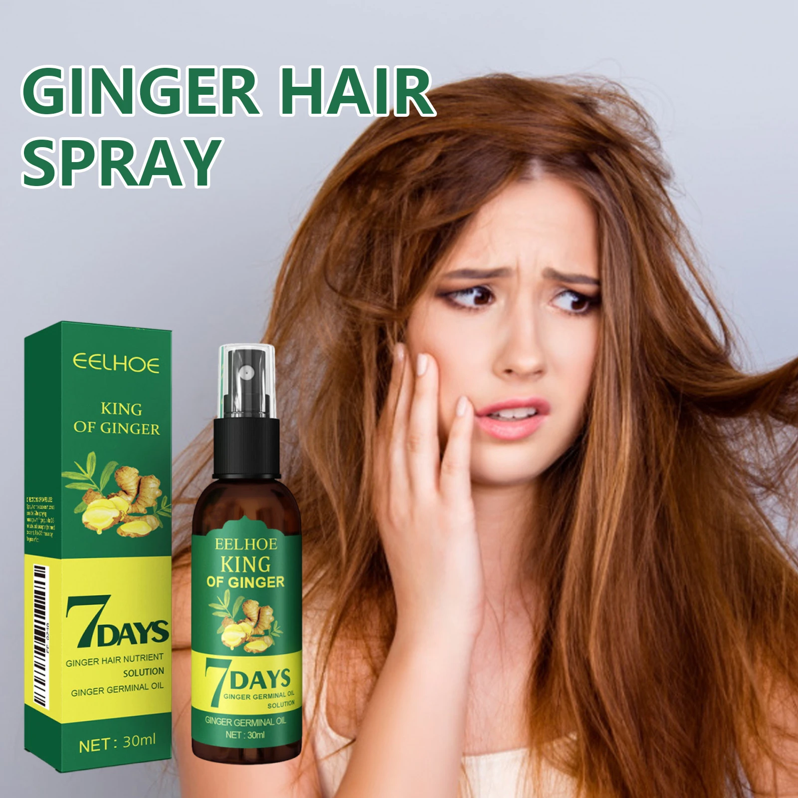 Spray Capilar de Jengibre, Sérum para el Cuidado de la Raíz, Bruma Nutritiva para el Cuero Cabelludo, para Cabello Seco y Encrespado, Cuidado Diario del Cabello