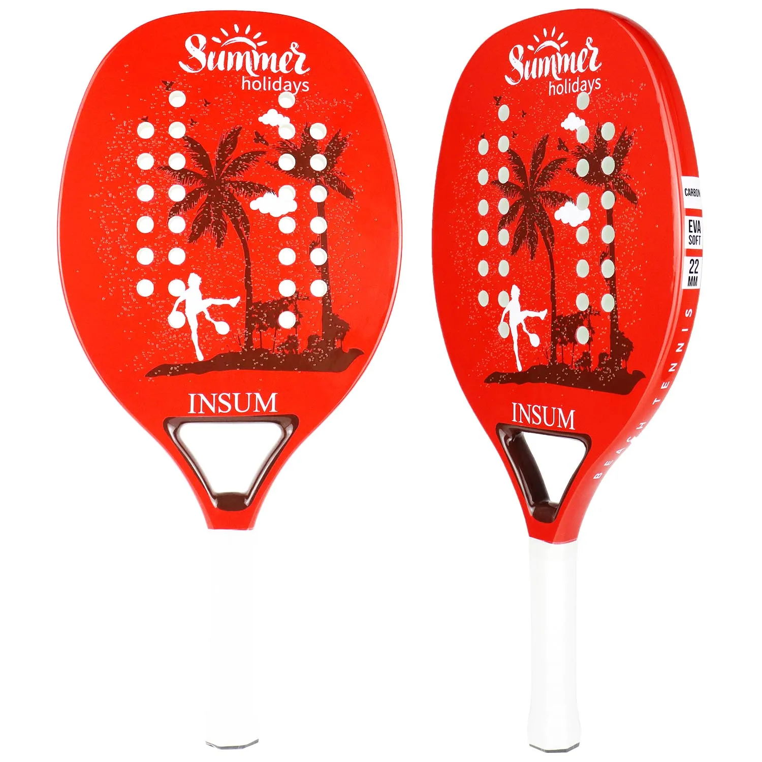 INSUM 2PCS Full Carbon Beach Tennis Racket with EVA Soft Memory Foam Core Racket Beach Tennis Set for Training