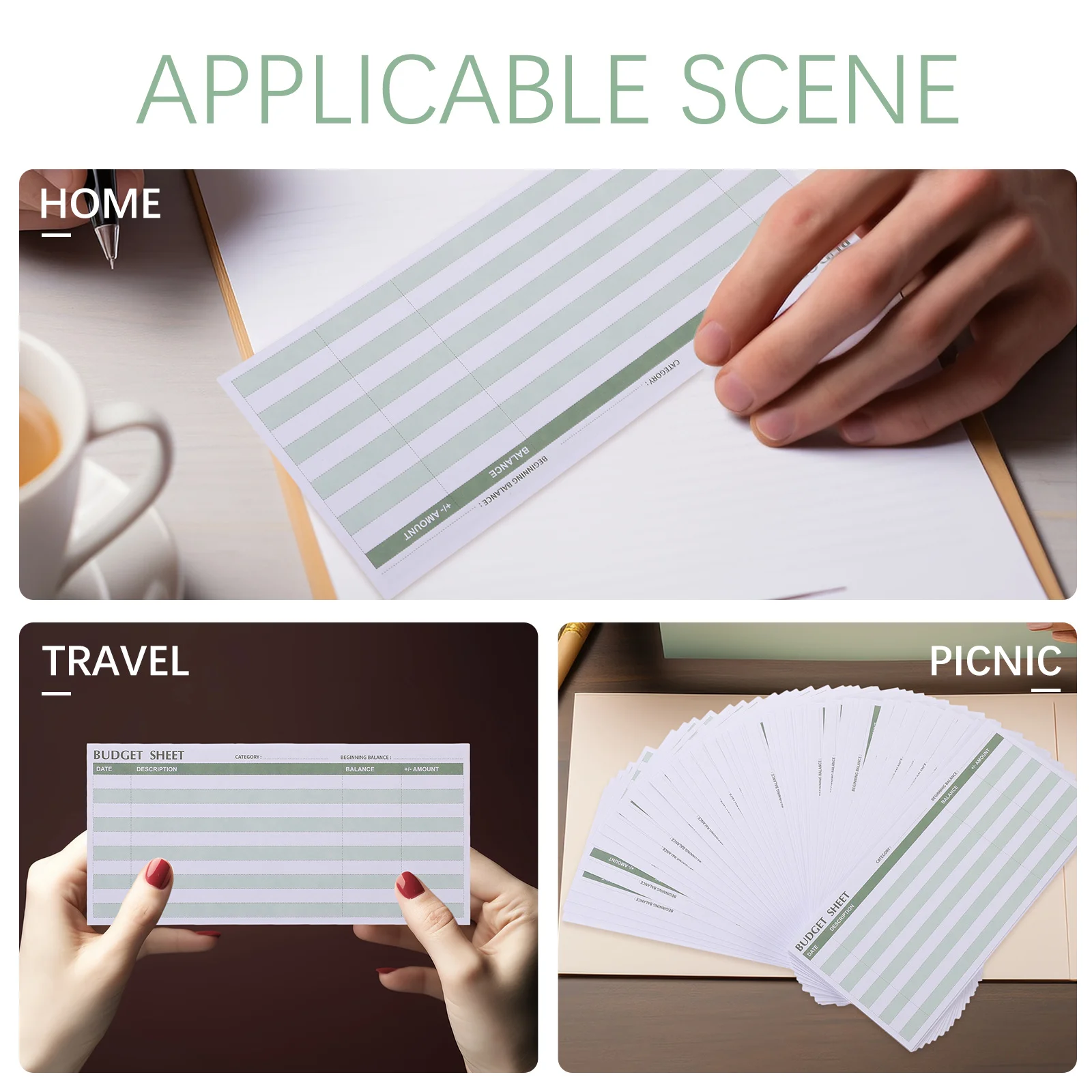 50pcs Portable Budget Sheets Cash Binder Refills Daily Expense Tracker For Home Office Travel Finance Management Writable Money