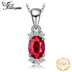 JewelryPalace Oval Red Natural Garnet 925 Sterling Silver Pendant for Women Fashion Gemstone Necklace Jewelry Without Chain