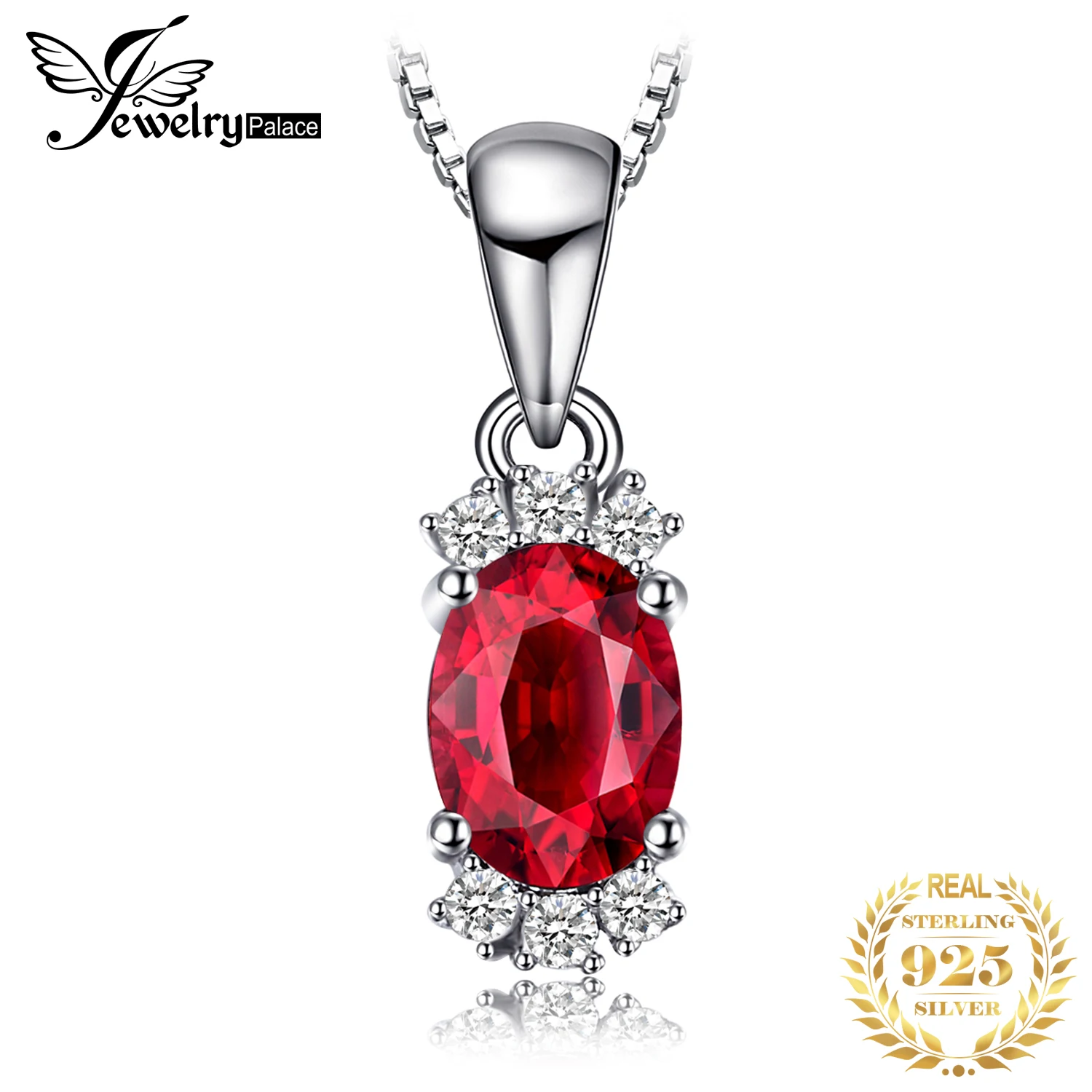 JewelryPalace owalny czerwony naturalny granat 925 srebro wisiorek dla kobiet moda naszyjnik z kamieniami szlachetnymi biżuteria bez łańcuszka