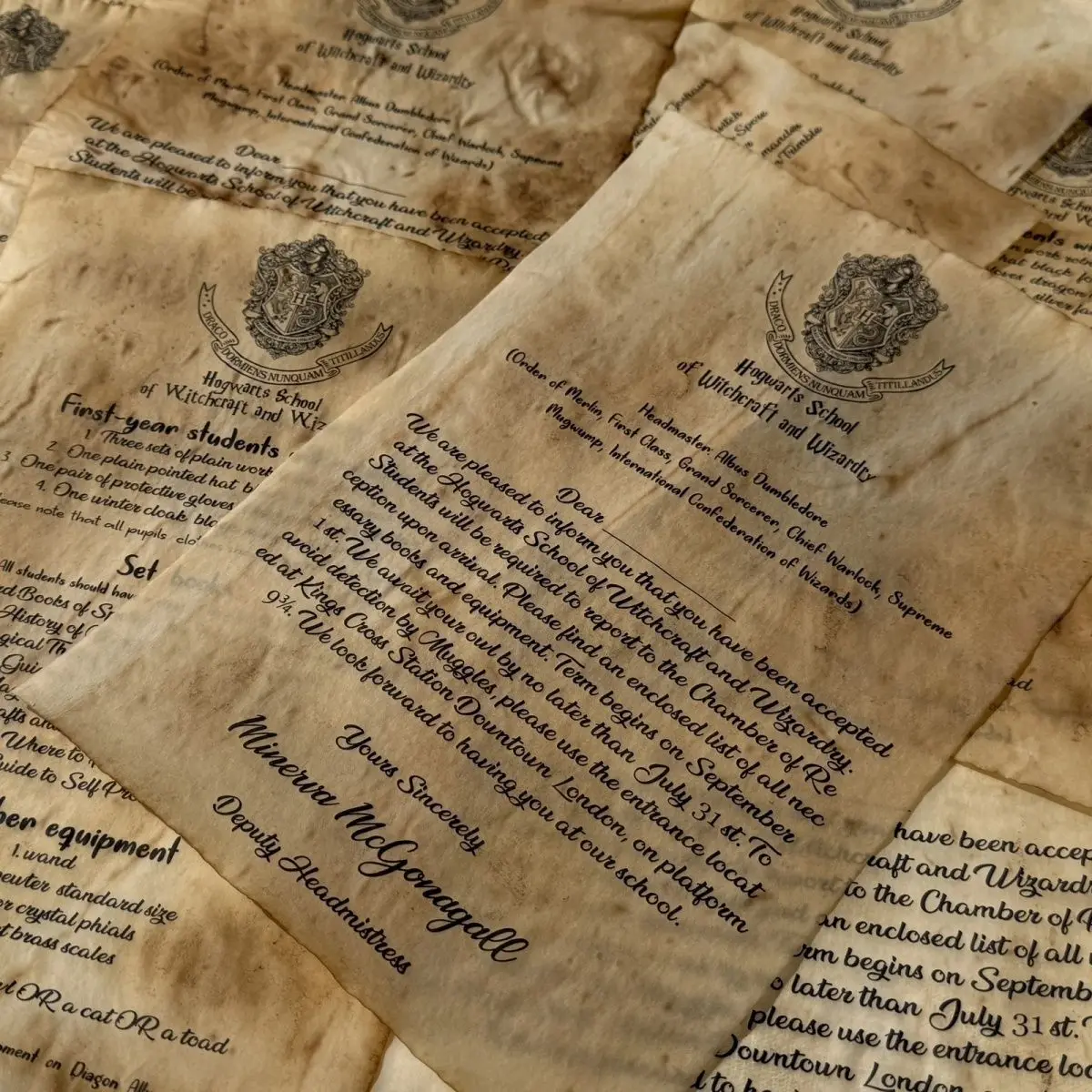 Papel de calco teñido de café 1505, carta de admisión de Harry Potter, papel decorativo de Hogwarts para diario