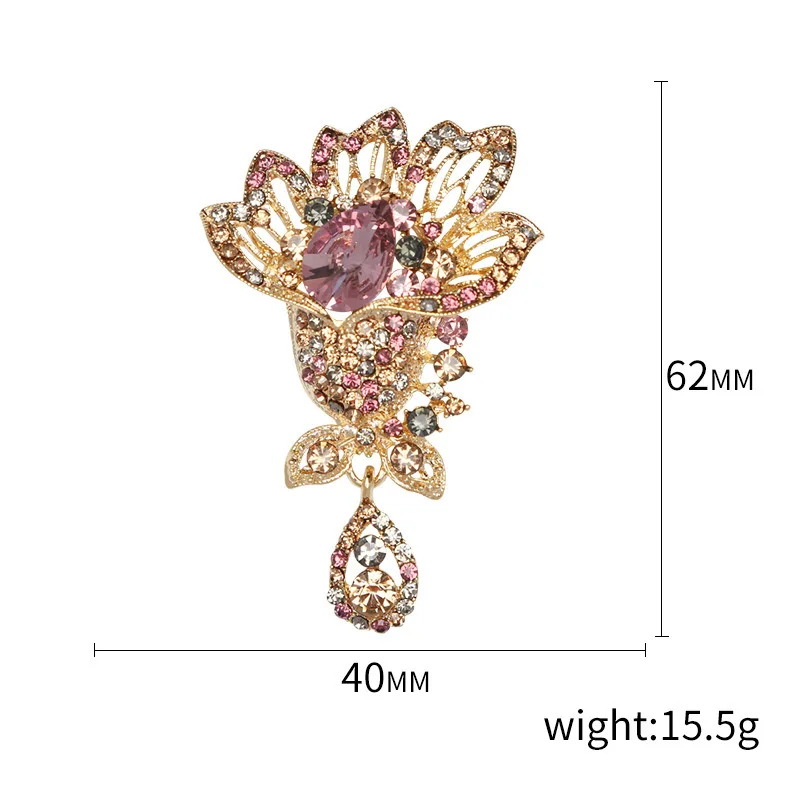 SKEDS Exquisite Luxury Shiny Boutique Flower Bouquet Crystal Badges Pins Fro Women Girls Fashion Classic High-end Party Brooches