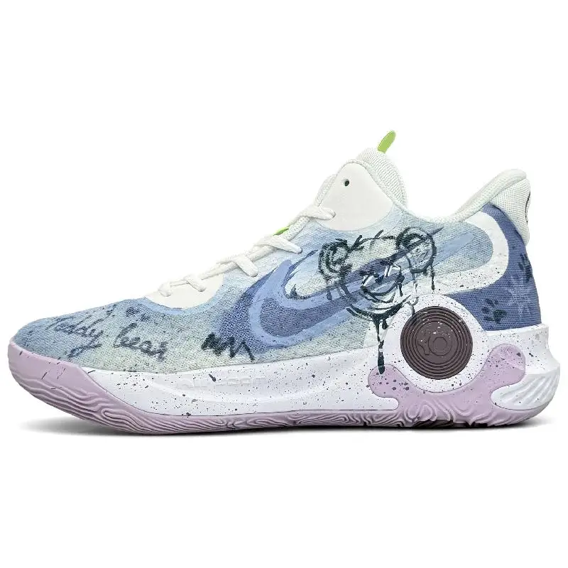 

[Custom Prank Bear]Nike KD Trey 5 IX Cushioned Slip-Resistant Abrasion-Resistant Mid-Top Vintage Basketball Shoes Unisex Blue
